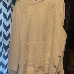 Textured White Hoodie with Front Pocket